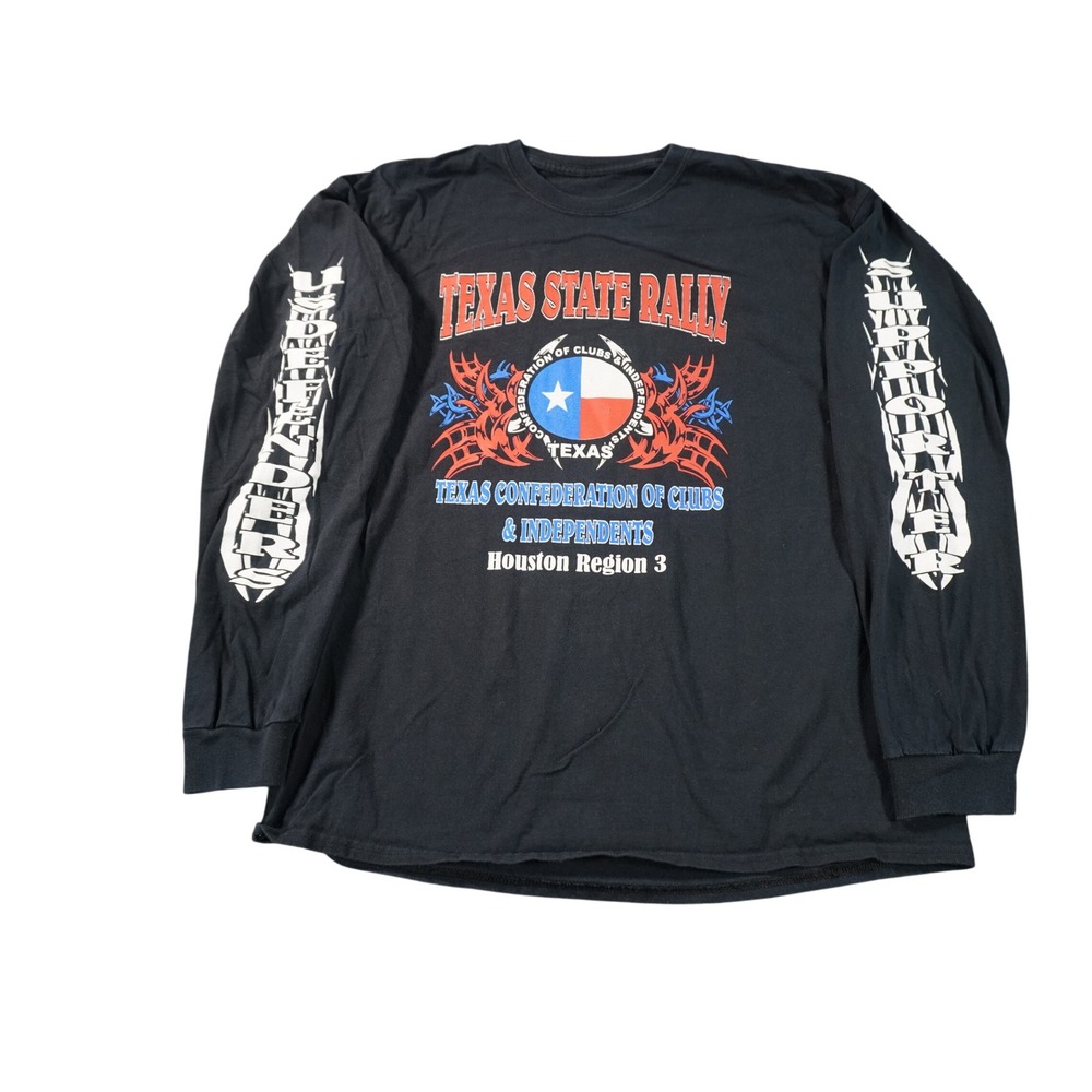 Texas State Rally Shirt Mens XL Black Long Sleeve Biker 2013 Houston Sleeve Hits
